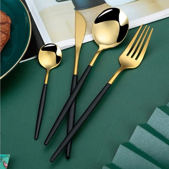 24-Piece Gold Silverware Set Gold Utensils Set for 6, Gold Spoons and Fork nwt - Picture 5 of 15